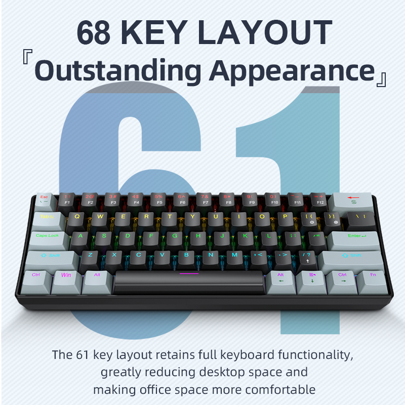 Gaming Keyboard Hot Swappable - APAYADO K61 Mini Klawiatura Mechaniczna, Przewodowa,
