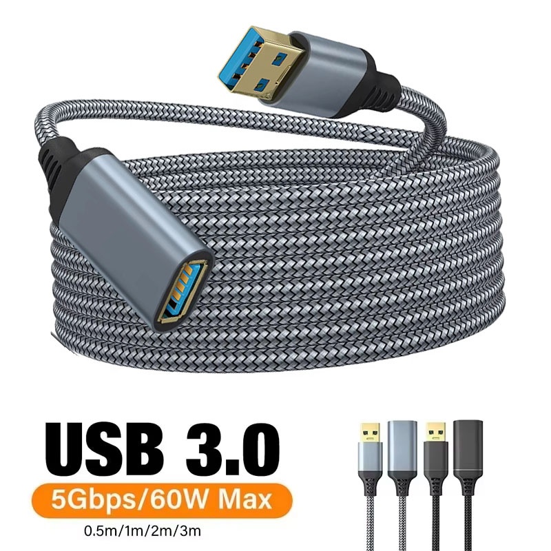 Coiled Usb Cable - Przedłużacz USB 3.0 w nylonowym oplocie,