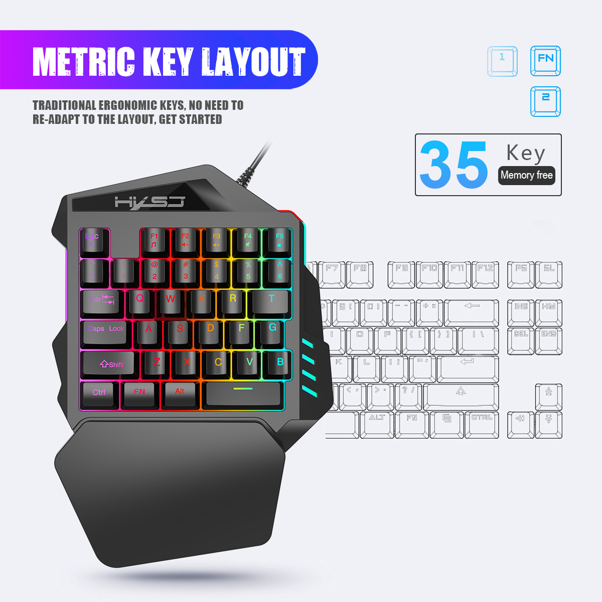 HXSJ V100 V100-2 35 klawiatura – Gaming Keyboard Half recenzja i cena