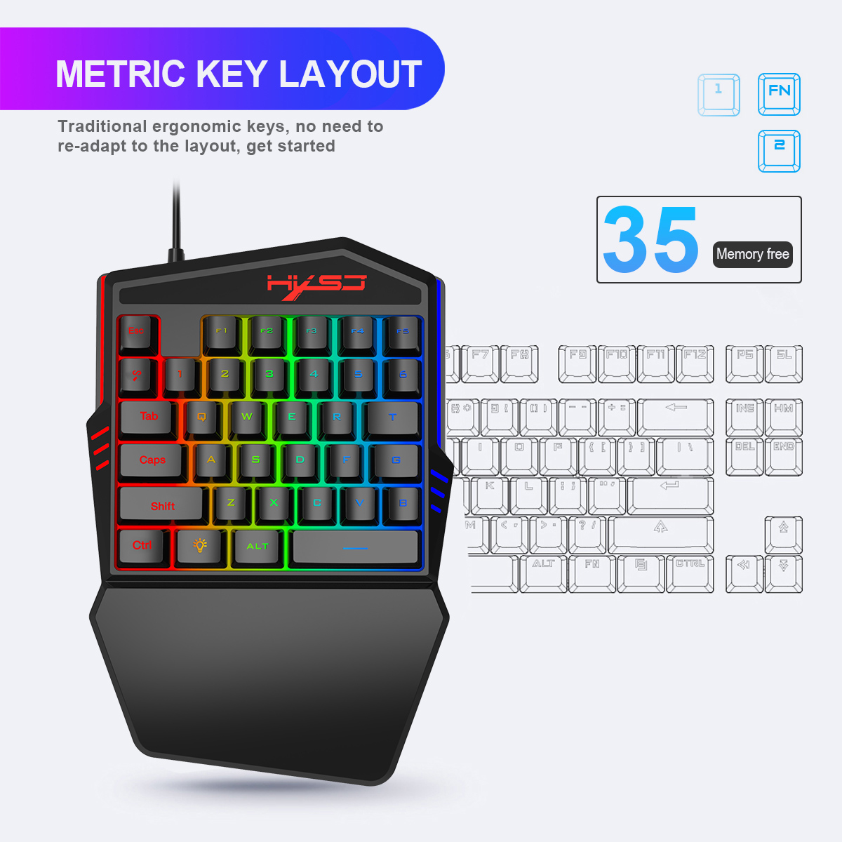 HXSJ V100 V100-2 35 klawiatura – Gaming Keyboard Half recenzja i cena