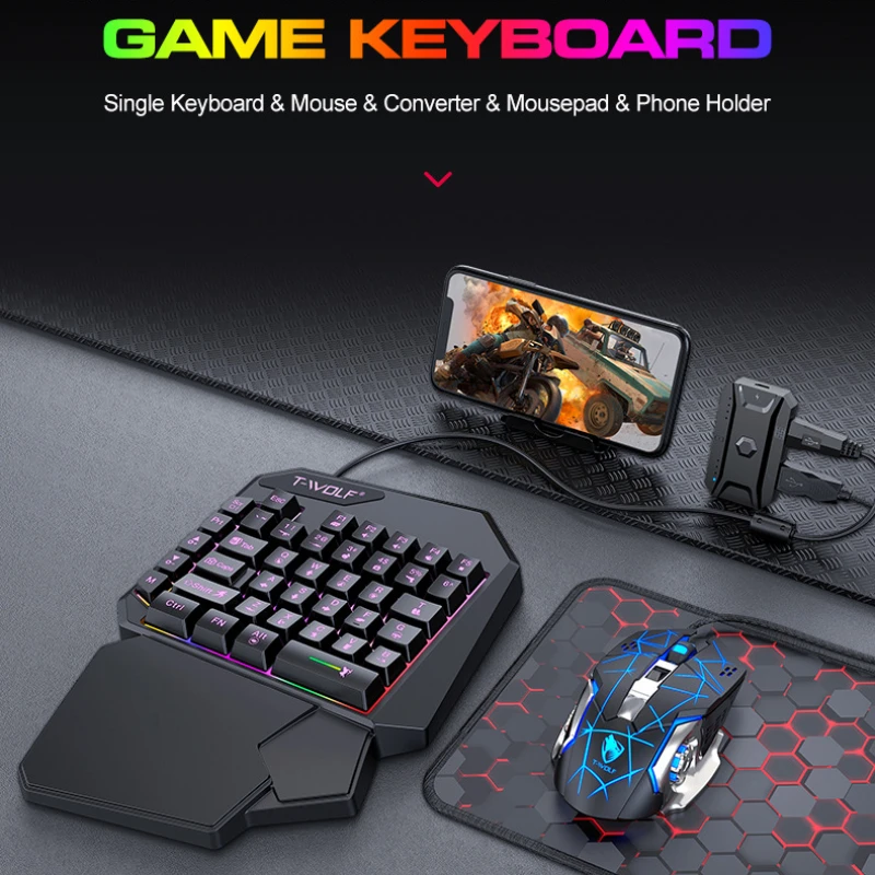 T-WOLF TF900 jednoręczny zesta – Gaming Keyboard Half recenzja i cena