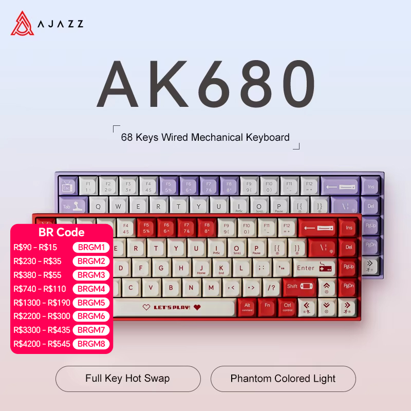 AJAZZ AK680 65% Przewodowa Kla – Gaming Keyboard Hot Swappable recenzja i cena