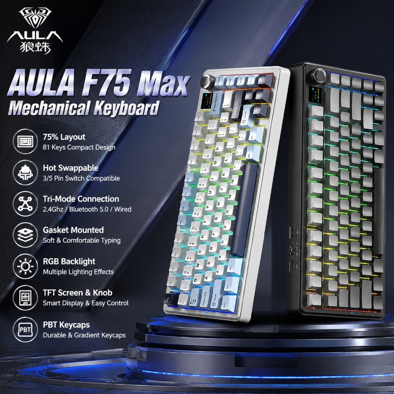 Klawiatura mechaniczna AULA F7 – Gaming Keyboard Mechanical Wireless recenzja i cena