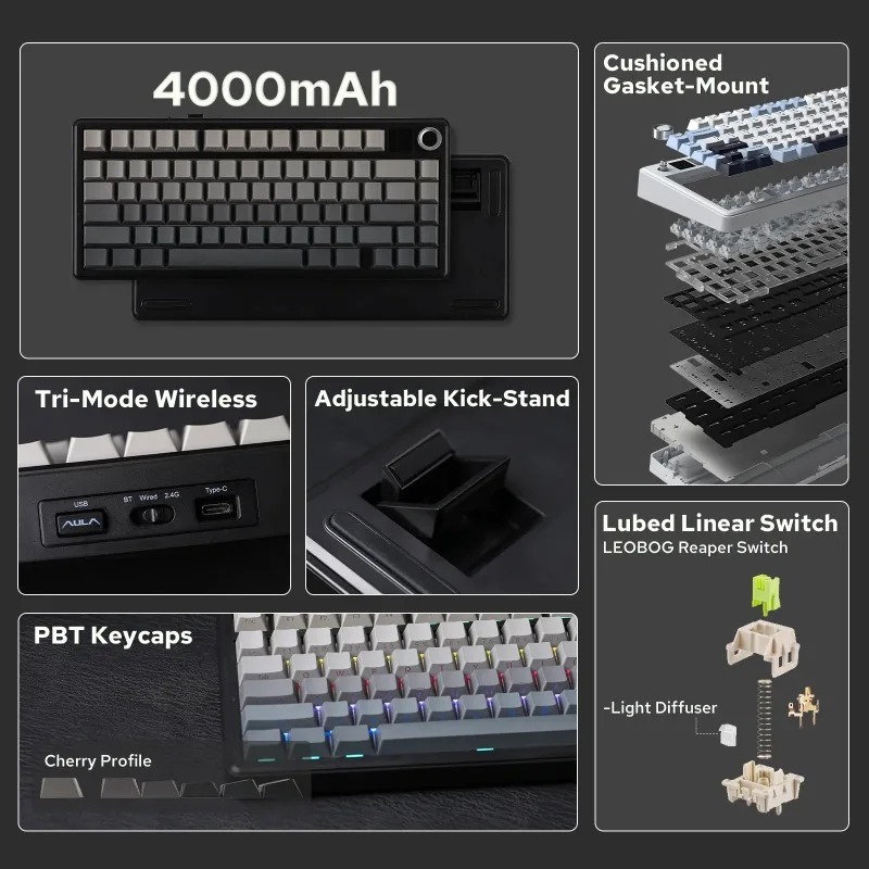 Klawiatura mechaniczna AULA F7 – Gaming Keyboard Mechanical Wireless recenzja i cena