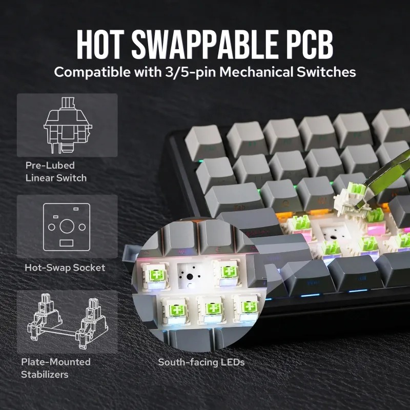 Klawiatura mechaniczna AULA F7 – Gaming Keyboard Mechanical Wireless recenzja i cena